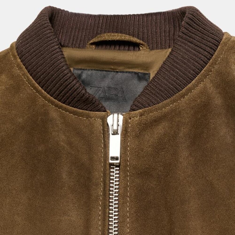 ZARA 100% SUEDE BOMBER JACKET ZW COLLECTION LIMITED EDITION - Picture 6 of 6